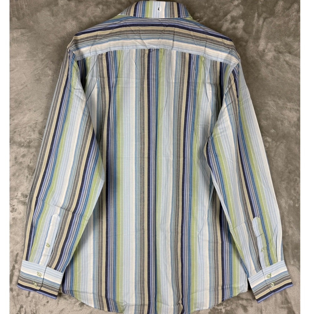 NWT J Ferrar Mens Large Striped Button Down Long Sleeve Dress Shirt Cotton - Picture 2 of 6